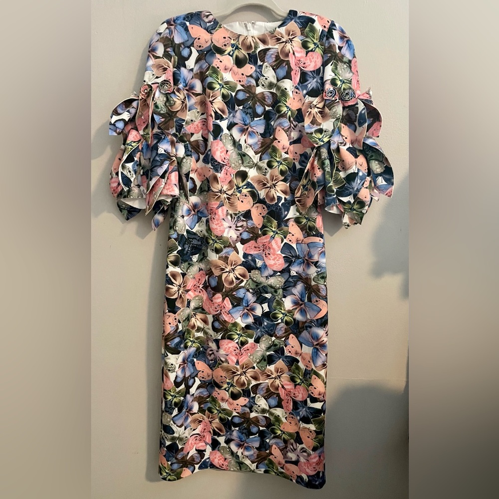 Badgley Mischka Designer Dress Butterfly Print Size 8